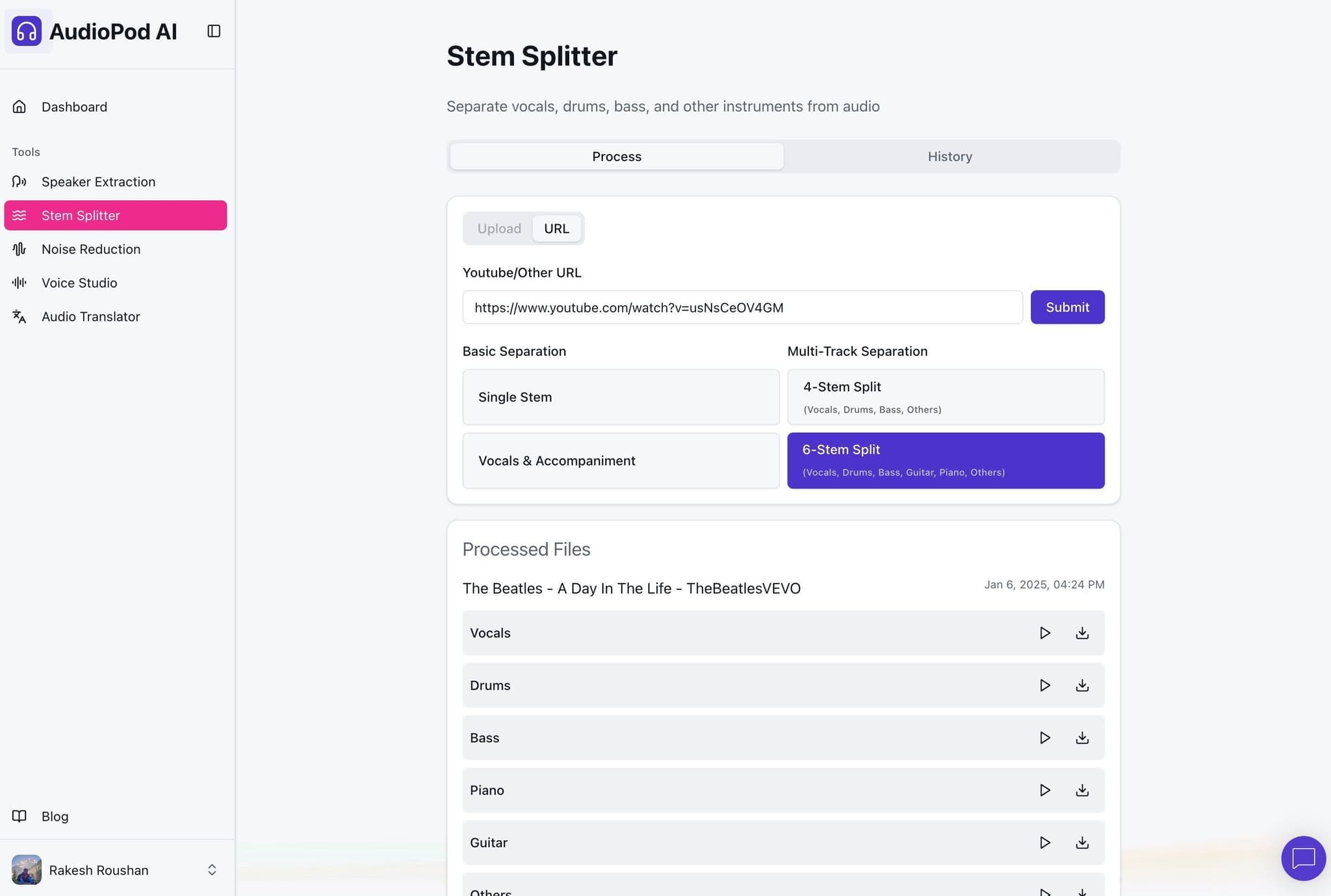 Stem Separation Feature Preview Light Mode